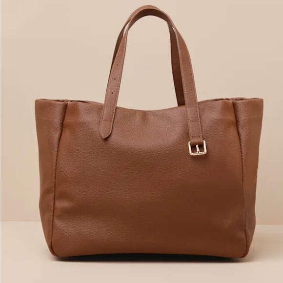 Lulus Toni Brown Vegan Leather Tote Bag - Picture 1 of 16